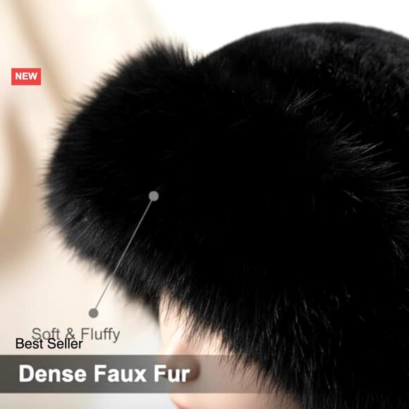 Faux Fur Bucket Hat Warm Plush Fluffy Winter Chic Elegant Wide Brim main image 7
